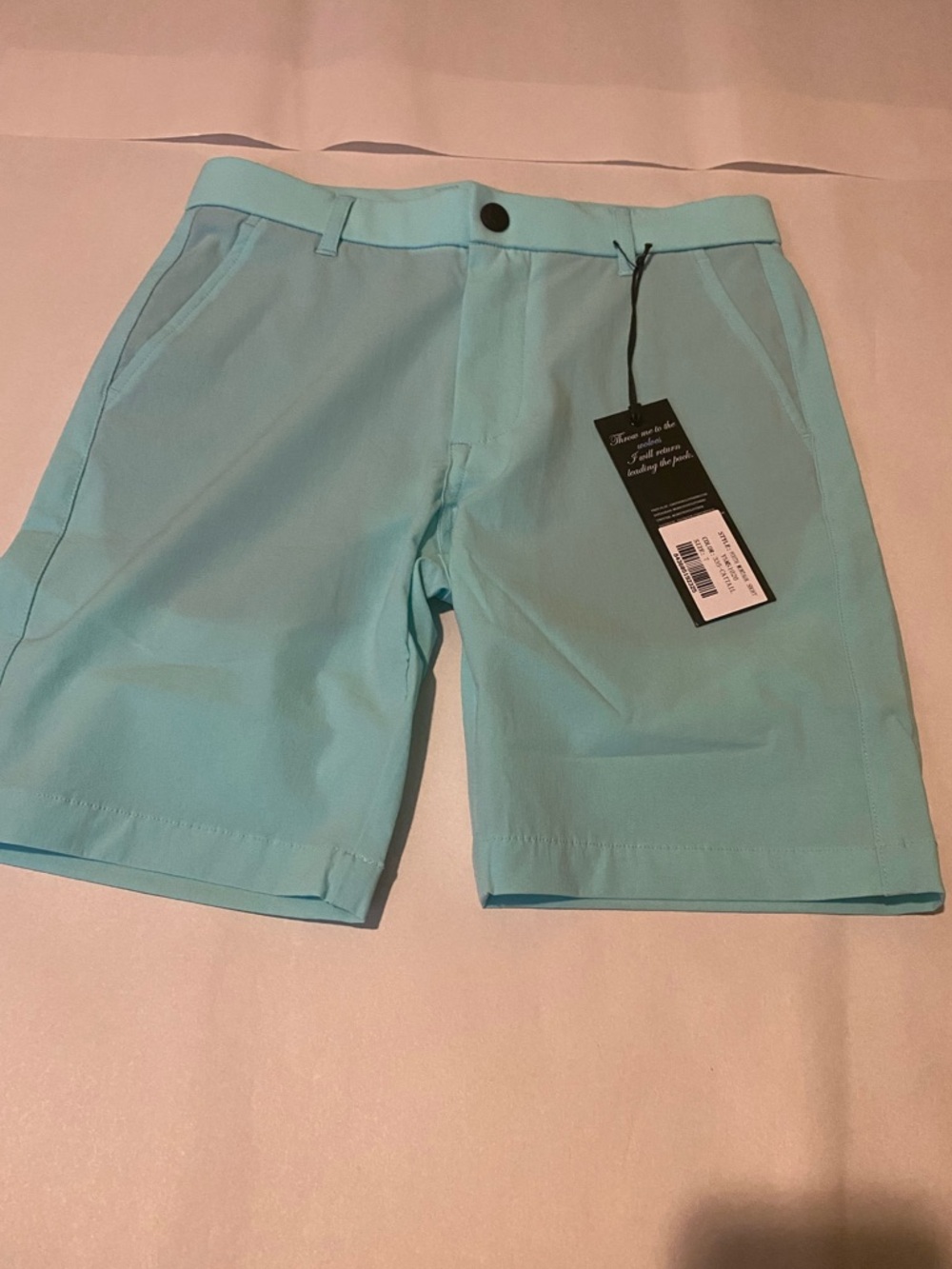 Greyson Light Teal Boys Flat Front Performance Shorts Size 7 - Picture 3 of 10